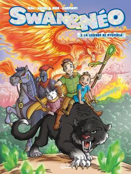 Couverture du Tome 3 des BD Swan et Néo : La Légende de Mysteria de Benj, Sophie et Greg - Editions Soleil