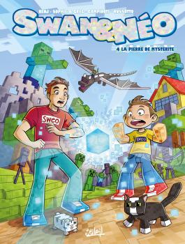 Couverture du Tome 4 des BD Swan et Néo : La Pierre de Mystérite de Benj, Sophie et Greg - Editions Soleil