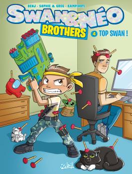 Couverture du Tome 4 de la BD Swan et Néo Brothers : Top Swan ! de Sophie Et Greg et Benj - Editions Soleil