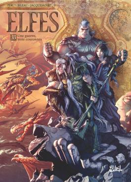 Couverture de la BD Elfes - Tome 33 Une guerre, trois couronnes de Olivier peru - Editions Soleil